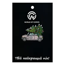 Металлический значок (пин) Car w/ Christmas Tree (Pink), (11186)