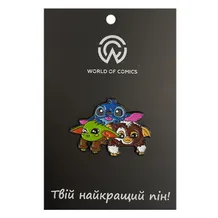 Металлический значок (пин) Lilo & Stitch & The Mandalorian & Gremlins: Stitch, Grogu and Gizmo, (13575)