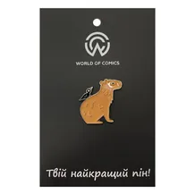 Металевий значок (пін) Capybara w/ Bird, (13997)