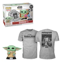 Комплект Funko POP!: Tees: Star Wars: The Mandalorian: Grogu w/ Cookie (M) (Flocked) (Special Edition), (63622)