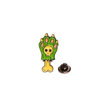 Металлический значок (пин) Paw Skeleton Cat (Green), (11145)