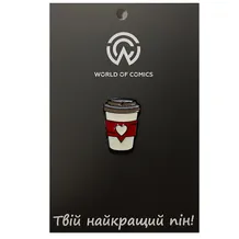 Металлический значок (пин) Coffee Cup w/ Love, (12162)