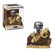 Фигурка Funko POP! Deluxe The Mandalorian: Mando on Bantha w/Child in Bag, (52373)