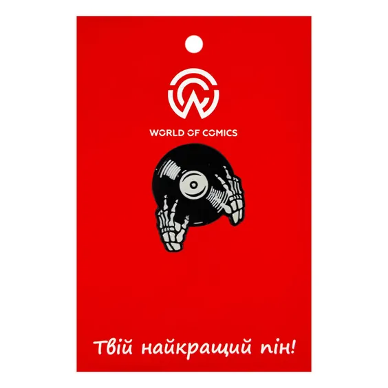 Металевий значок (пін) Vinyl Record w/ Skeleton Hands, (13135)
