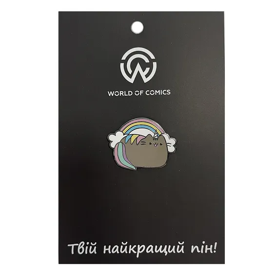Металевий значок (пін) Pusheen: Pusheen w/ Rainbow, (13896)