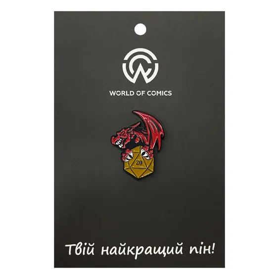 Металевий значок (пін) Dungeons & Dragons: Red Dragon w/ Dice, (14046)