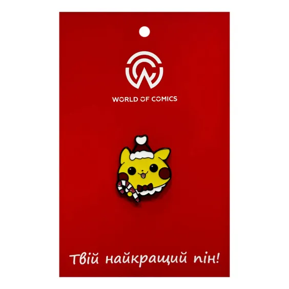 Металлический значок (пин) Pokemon: Pikachu w/ Christmas Candy Cane, (14415)
