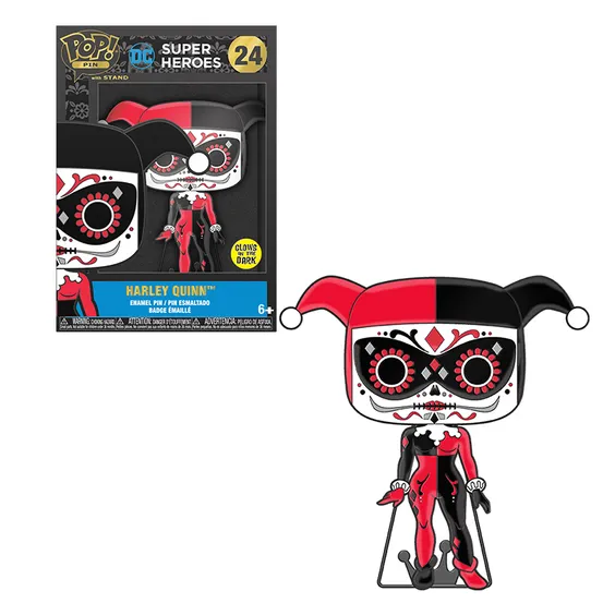 Фигурка Funko POP!: Pin: Dia De Los DC: Super Heroes: Harley Quinn (Glows in the Dark), (46388)