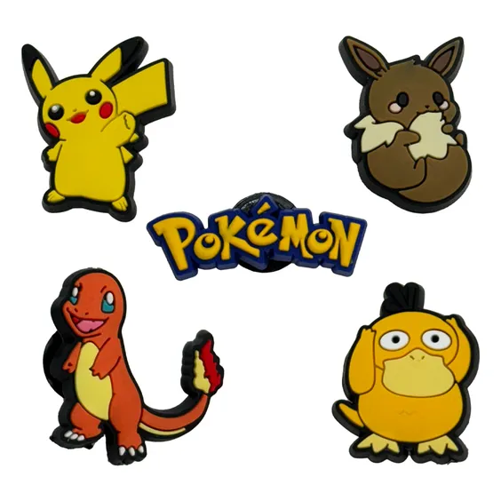 Набор джибитсов Pokemon: Pikachu, Eevee, Charmander, Psyduck, Logo, (6419)