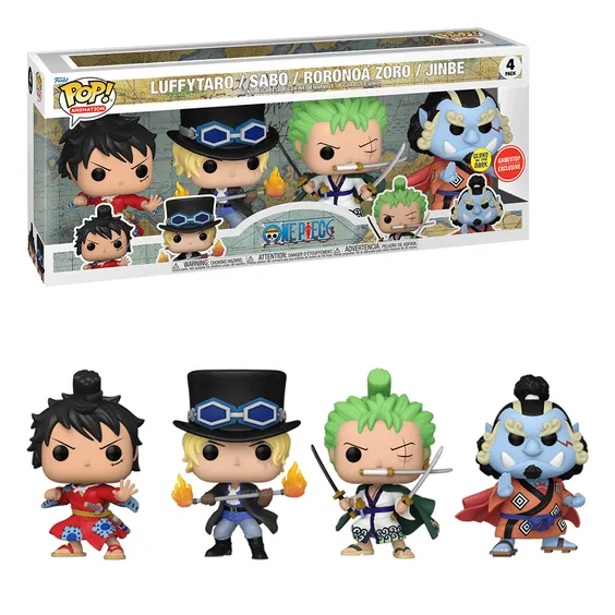Фигурка Funko POP!: Animation: One Piece: Luffytaro, Sabo, Roronoa Zoro and Jinbe (4-Рack) (GameStop Exclusive) (Glows in the Dark), (691079)