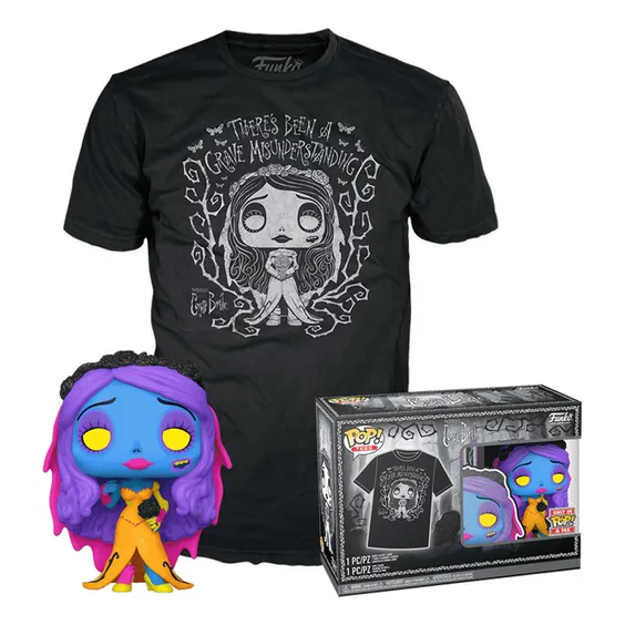 Комплект Funko POP!: Tees: Movies: Corpse Bride: Emily (S) (Black Light), (72698)