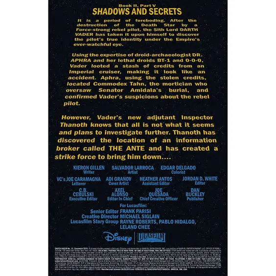 Комикс Marvel. Star Wars. Darth Vader. Book II. Shadows and Secrets. Part 5. Volume 1. #11, (812111) 2