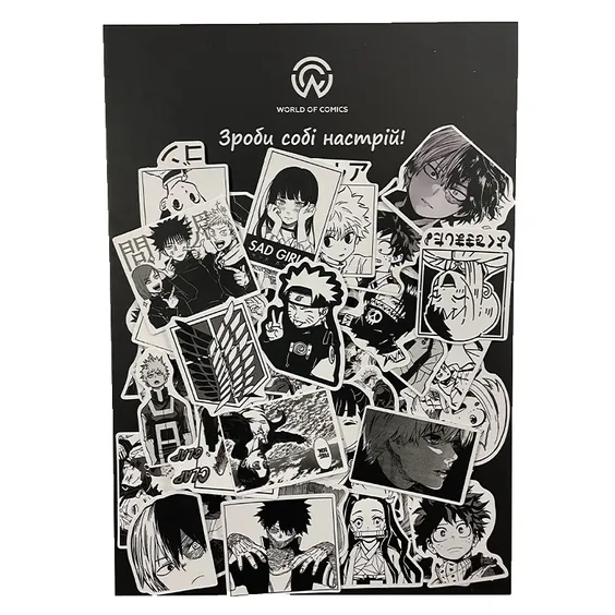 Набір стікерів Anime: Mix (Black/White), (8210)
