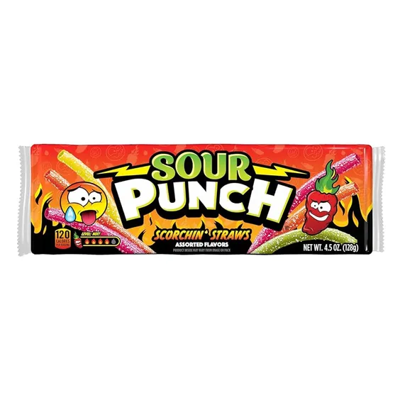 Цукерки Sour Punch: Scorchin Straws, (881720)