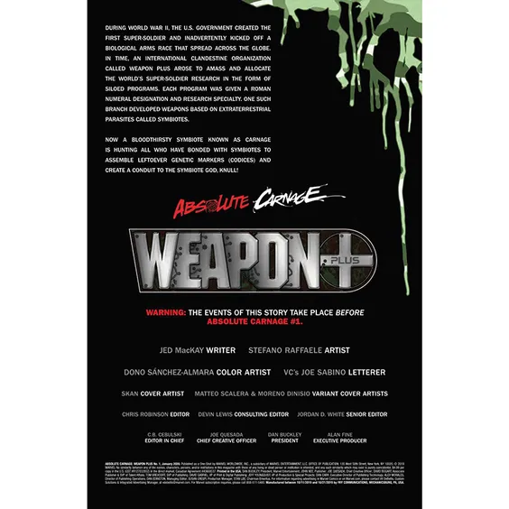 Комикс Marvel. Absolute Carnage. Weapon Plus. Volume 1. #1, (97289) 2