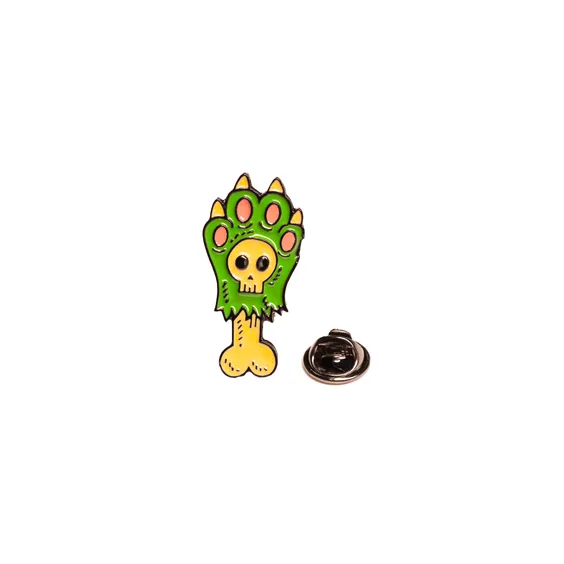 Металевий значок (пін) Paw Skeleton Cat (Green), (11145)