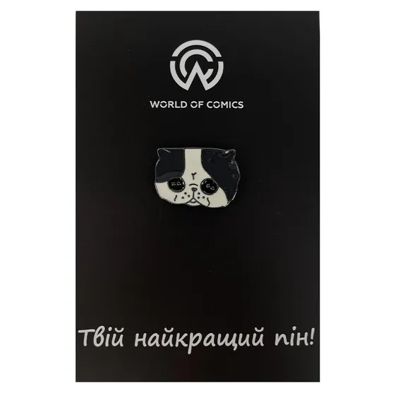 Металевий значок (пін) Black & White Cat (Face), (11173)