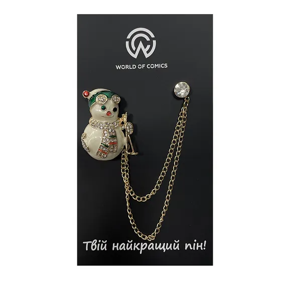 Металлический значок (пин) Snowman w/ Diamond, (12109)