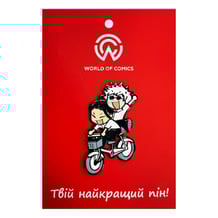 Металлический значок (пин) Jujutsu Kaisen: Satoru Gojo and Suguru Geto on Bicycle, (14216)