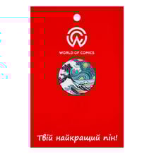 Металевий значок (пін) Art: Katsushika Hokusai x Vincent Van Gogh: The Great Wave of Kanagawa on The Starry Night, (14354)