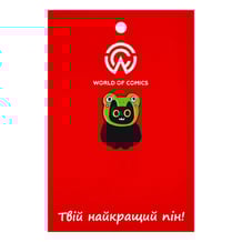 Металевий значок (пін) Black Cat in Frog Hat, (14470)