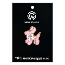 Металевий значок (пін) Pink Balloon Dog with White Bow, (14739)