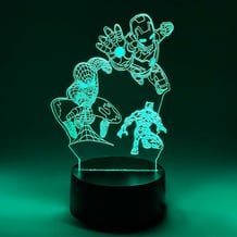 Акриловий світильник Marvel: Black Panther, Iron-Man and Spider-Man, (40864)