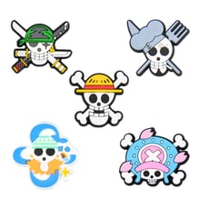 Набор джибитсов One Piece: Straw Hat Pirates: Skull Logo: Luffy, Zoro, Sanji, Nami and Chopper, (6550)