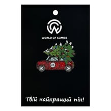 Металлический значок (пин) Car w/ Christmas Tree (Red), (11240)