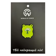 Металевий значок (пін) Frog w/ Flowers, (14169)