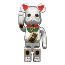 Bearbrick: Maneki Neko (Silver / Chrome) (400%), (44514)