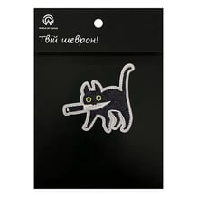 Шеврон Cat w/ Knife (Black) (Meme), (6357)