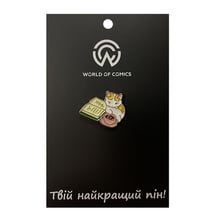 Металлический значок (пин) Cat w/ Book and Tea, (12144)