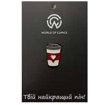 Металевий значок (пін) Coffee Cup w/ Love, (12162)