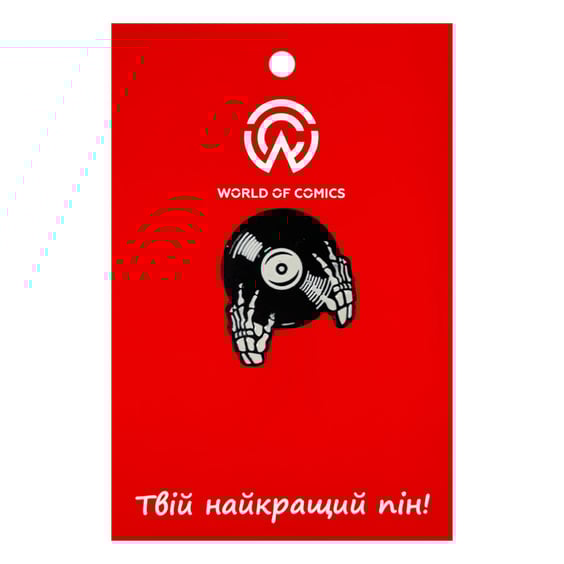 Металевий значок (пін) Vinyl Record w/ Skeleton Hands, (13135)