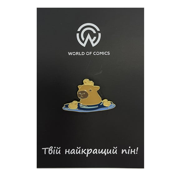 Металевий значок (пін) Capybara w/ Ducks, (13887)