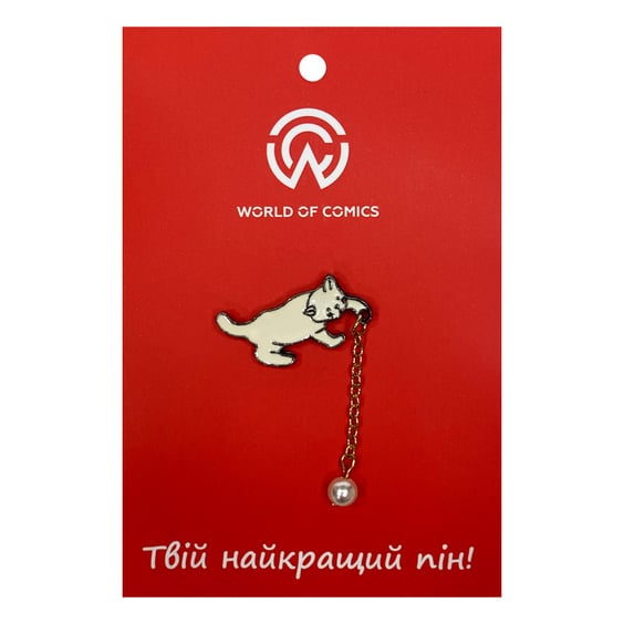 Металевий значок (пін) Cat w/ Pearl, (13933)