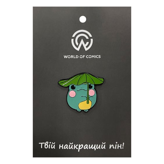 Металлический значок (пин) Frog Under a Leaf, (14115)