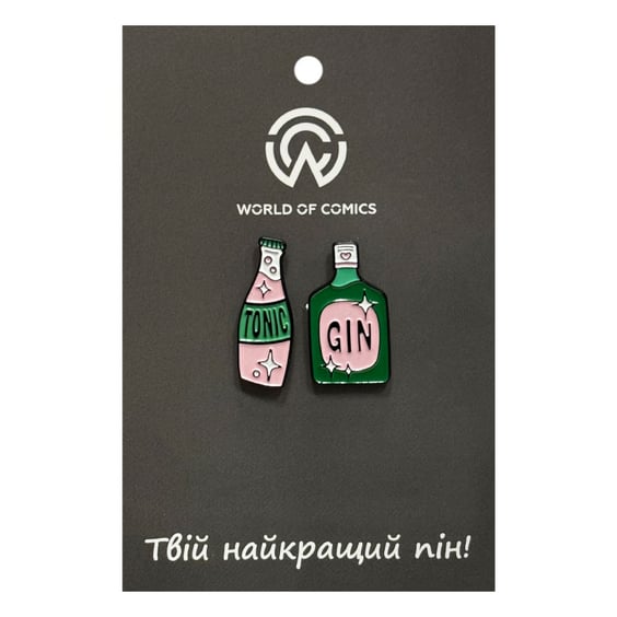 Металлический значок (пин) Gin and Tonic Bottles, (14300)