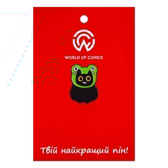 Металевий значок (пін) Black Cat in Frog Hat, (14470)