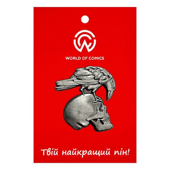 Металевий значок (пін) Raven on Skull, (14575)