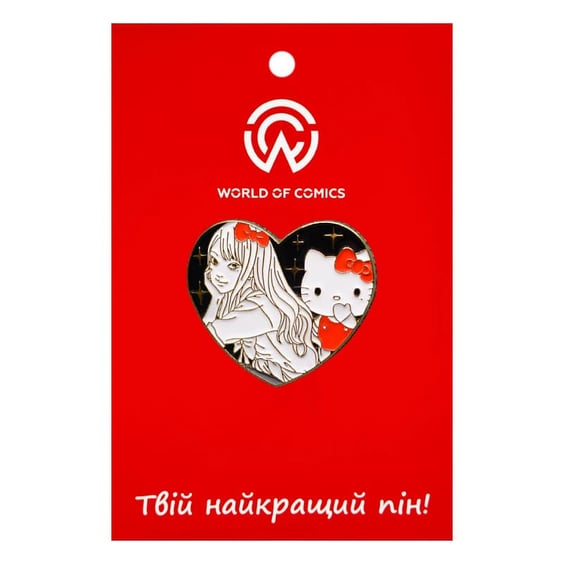 Металлический значок (пин) Junji Ito Collection x Sanrio: Hello Kitty and Tomie Kawakami in Heart, (14678)