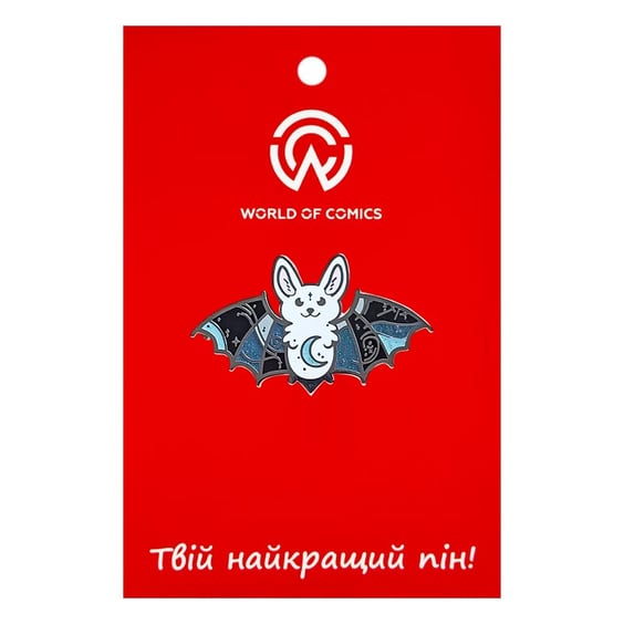 Металевий значок (пін) Bat w/ Glitter Wings (Silver), (14701)