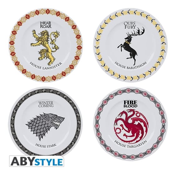 Набір тарілок ABYstyle: Game of Thrones: Houses Logo: Lannister, Baratheon, Stark, Targaryen, (15369)