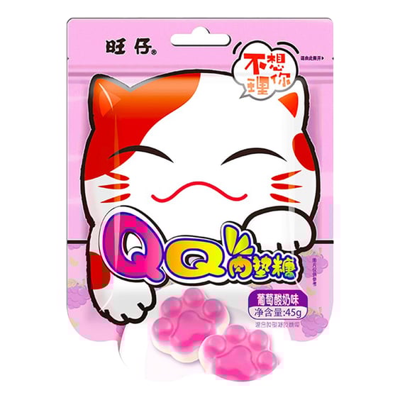 Желейні цукерки Want Want: QQ Gummies: Cat Claw: Grape Yogurt, (21691)