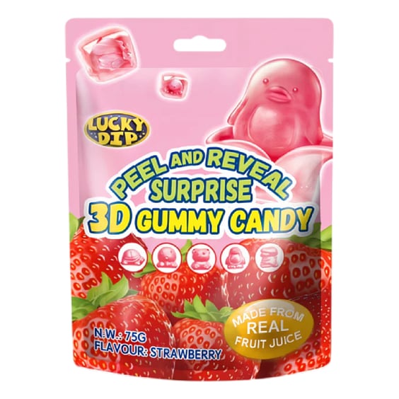 Желейні цукерки Lucky Dip: Peel and Reveal Surprise: 3D Gummy Candy: Strawberry, (403954)