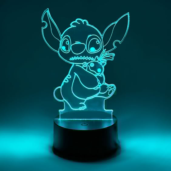 Акриловый светильник Disney: Lilo & Stitch: Stitch w/ Scrump, (44573)