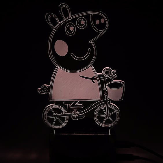 Акриловый светильник Peppa Pig: Peppa on Bicycles, (44695)