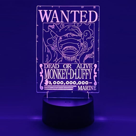 Акриловий світильник One Piece: Wanted Posters: Monkey D. Luffy, (48903)