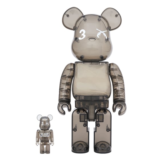 *Original* Be@rbrick: 3.Paradis & Roarguns (Transparent Black) (Set) (100% & 400%), (577913)